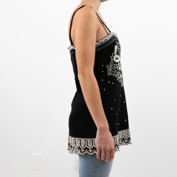 Anthropologie 4 Silk Mesh Embroidered Bow Tank Top - Picture 4 of 9
